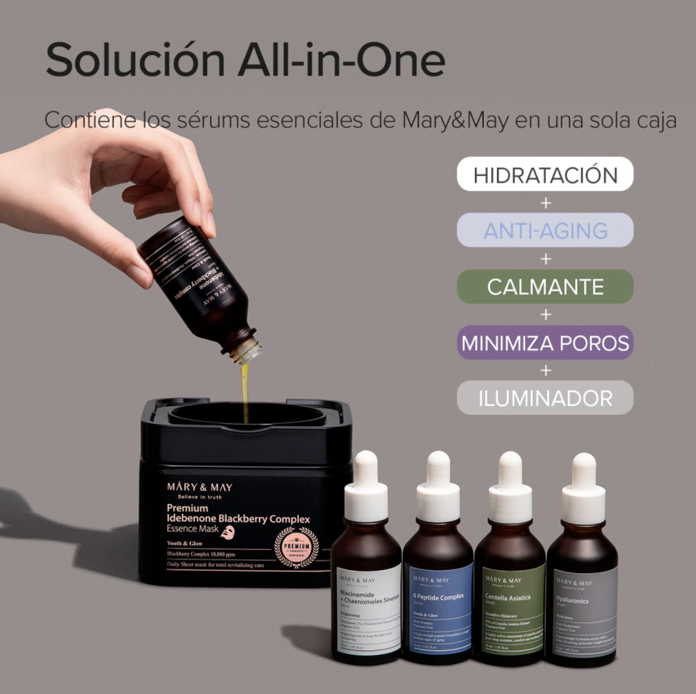 MARY&MAY IDEBENONE BLACKBERRY COMPLEX ESSENCE MASK ( 20 unidades )